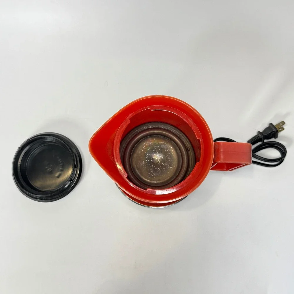 Vintage West Bend 5 Cup Electric Hot Pot Retro Red Black Model 53505 Works
